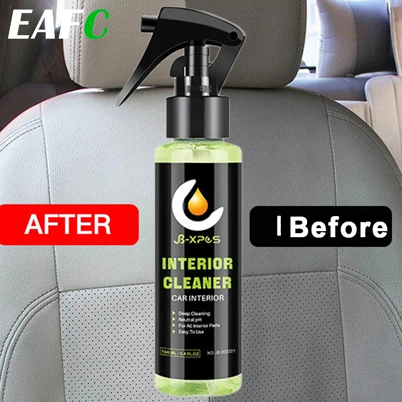 Eafc limpador de espuma para carro, 50ml/100ml, ph neutro para tecido de couro, descontaminação de assento, interior do carro, ferramenta de spray de limpeza